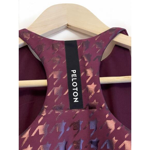 Peloton High Neck Racerback Sports Bra Size XS Houndstooth Purple Shine NEW - Picture 3 of 7